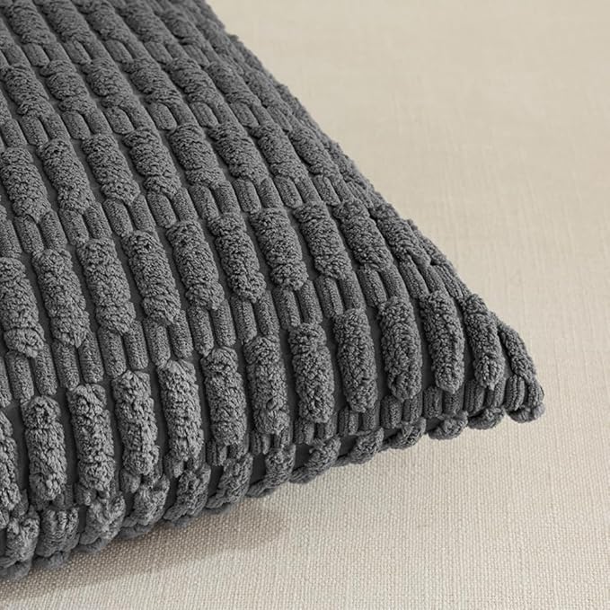 Fancy Homi 4 Packs Decorative Throw Pillow Covers for Living Room Couch Bed, Modern Farmhouse Boho Home Décor Accent Cushion Case, 24" x 12", Dark Gray