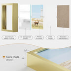 9x11 Aluminum Metal Picture Frame,Tempered Glass Gold Photo Frame 9x11 for Family Photo,Posters,Art,Document to Wall Mount Horizontally or Vertically