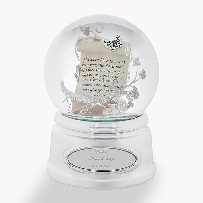 THINGS REMEMBERED Engraved Inspirational Prayer Scroll Musical Snow Globe, Plays “Amazing Grace” Music, Beautiful and Unique Gift (Free Customization)