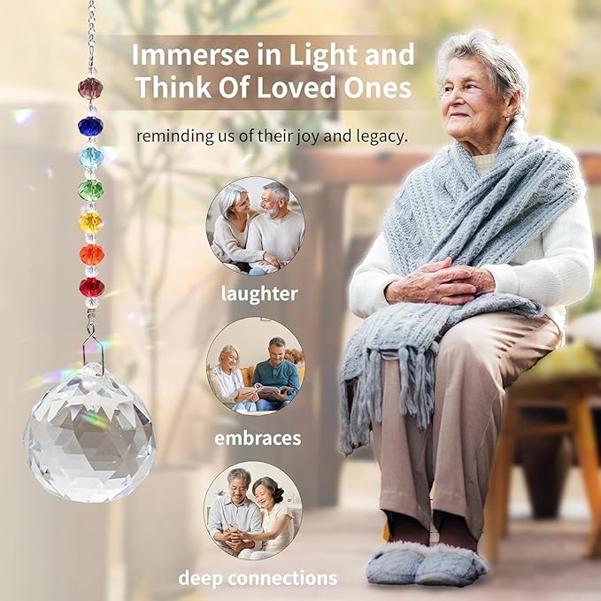 Sympathy Gifts for Loss of Loved One, Crystal Sun Catcher Rainbow Maker, Condolence Memorial for Loss of Mom Dad Dog (Brother)