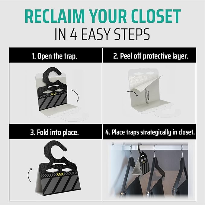 Premium Moth Traps for Clothes - Strongest Luring and Stickiest Closet Moths Traps - Killer Indoor Repellent for Closets (6 Pack)