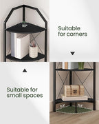 CHOEZON 4-Tier Corner Shelf, Industrial Corner Bookshelf, 47.6" Corner Storage Stand, Plant Stand Display Shelf, Corner Bookcase for Bedroom, Living Room, Home Office, Black TCJ09BB