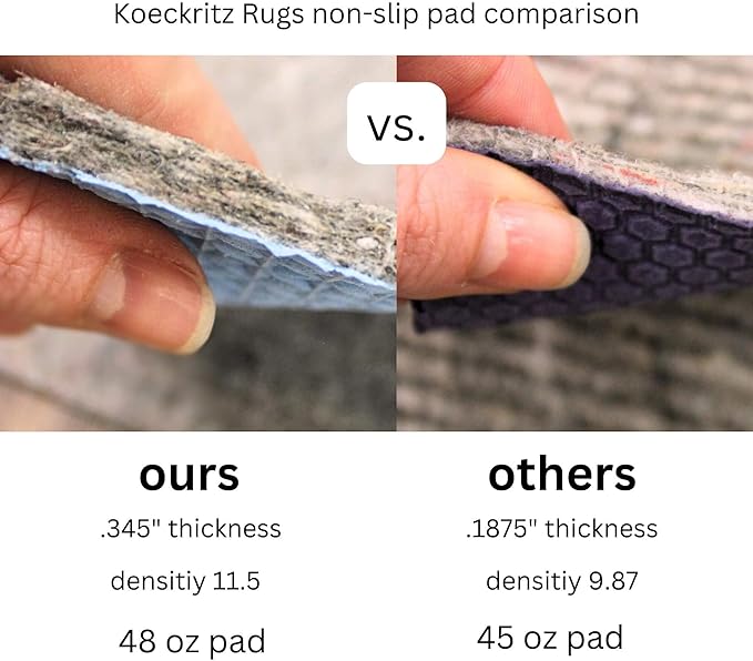 KOECKRITZ RugLock 8' Round Rug Pad – Non-Slip Felt & Rubber Dual Surface Rug Gripper, 0.345" Thick Cushion, Strong Grip Floor Protection, Safe for All Floors
