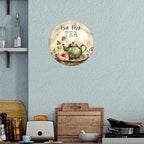 Flower Welcome Metal Sign Vintage Tin Sign Round Sign Aluminum Sign for Farmhouse Kitchen Outdoor Outside Home Backyard Wall Decor 8 Inch