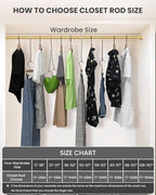 2 Pack Closet Rods for Hanging Clothes, 17 to 54 Inches Stepless Adjustable Metal Closet Rod, 1.3 Inches Heavy Duty Clothes Hanging Rod for Closet Wardrobes Laundry RV, Golden