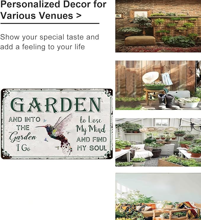 Bestylez Gardening Gifts Vintage Gardening Signs Into The Garden To Lose My Mind Tin Sign for Home Garden Greenhouse Living Room Bedroom Yard Cottage Outdoor Decor 8X12 Inch (3358)