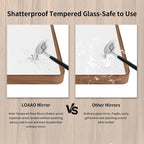 LOAAO 50X30 Inch Bathroom Mirror with Wood Grain Colored Metal Frame, Rounded Rectangle Metal Framed Bathroom Mirror, Anti-Rust, Hangs Horizontally or Vertically, Tempered Glass