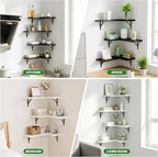 NATURE'S SOURCE Corner Floating Shelves Set of 3, Corner Shelves Wall Mounted, for Bedroom Kitchen Living Room Bathroom Office- Gothic Style (White, Set of 3)