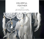 5 Pack Moon Phase Dreamcatcher Set Boho Wall Decor, Boho Macrame Wall Hanging Dream Catchers, for Home, Bedroom, Living Room, Witchy Gifts (Flower Color)