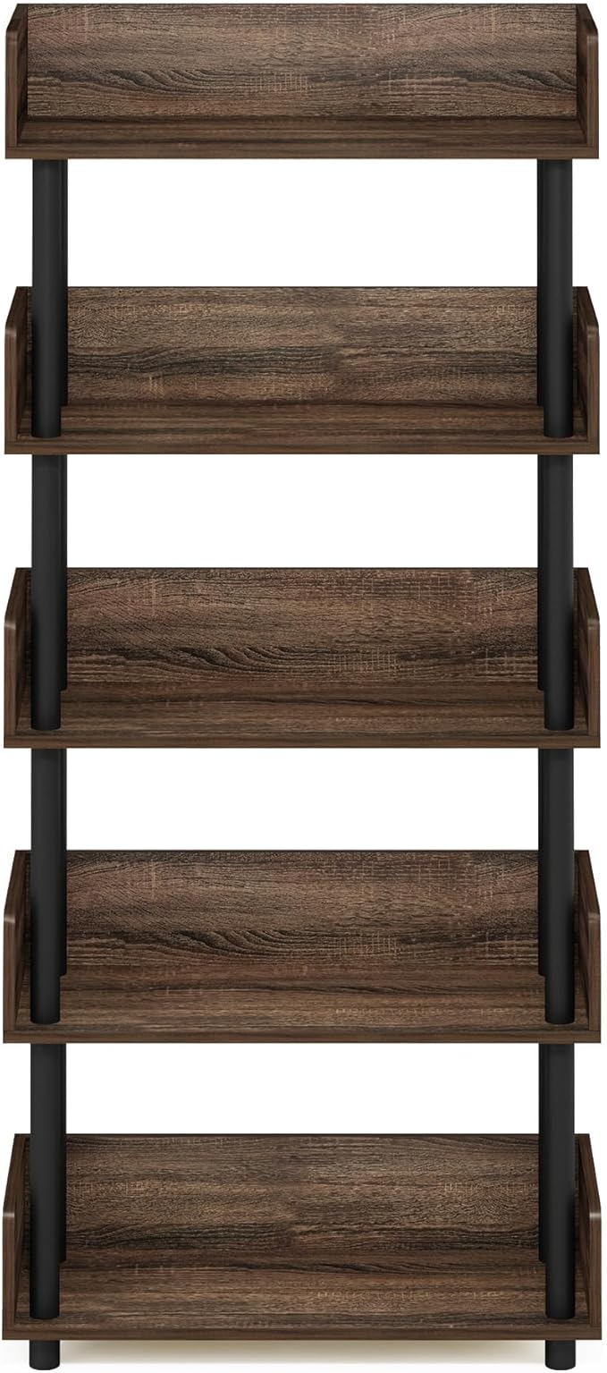 Furinno Turn-N-Tube 5-Tier Toolless Freestanding Multipurposes Display Rack, Walnut