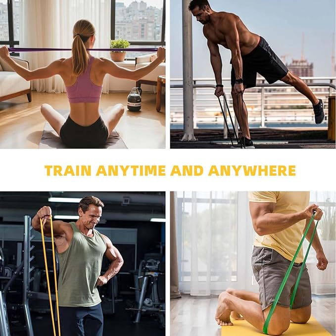 Exercise Bands，Set of 6 Resistance Bands for Working Out,Pull Up Bands Set,at Home Workout Equipment,Workout Bands for Men and Women,Instruction Guide and Carry Bag Included