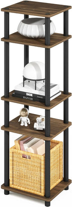 Furinno Turn-N-Tube Storage Shelves, Stackable Standing Shelf, Open Corner Shelf, for Organization and Storage, Living Room, Garage, Home Office, Columbia Walnut