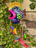 Handmade Mexican Pottery Fish Mobile - Vibrant Colors, 6x6 Inches with 15-Inch Dangling Fish
