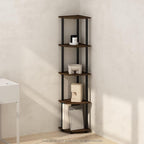 Furinno Turn-N-Tube Storage Shelves, 5-Tier Book Shelf, Corner Shelf, Toolless Open Shelves, for Organization and Storage, Living Room, Home Office, Hallway, Bedroom, Columbia Walnut