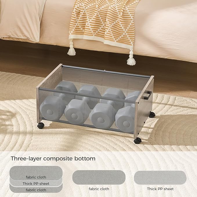 Under Bed Storage with Wheels, Bigger Size, Under Bed Drawers Heavy Duty, 2 Packs, Wooden Under Bed Storage Containers Organizer, Metal Frame, Patented Design