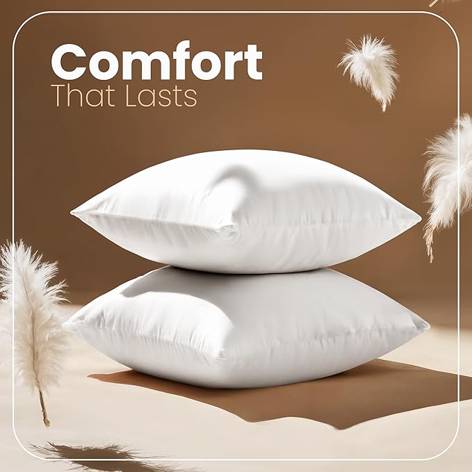 Utopia Bedding 12x12 Pillow Inserts, Set of 2, White – Indoor Decorative Throw Pillows for Bed, Sofa & Couch – Soft, Supportive & Fluffy Cushion Inserts
