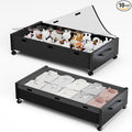 KITHELP Wooden Under Bed Storage with Wheels, Rolling Under the Bed Storage Bins with Removable Lid, Metal Under Bed Drawers for Clothes and Shoes in Bedroom or Living Room(Black Wood-2pack)