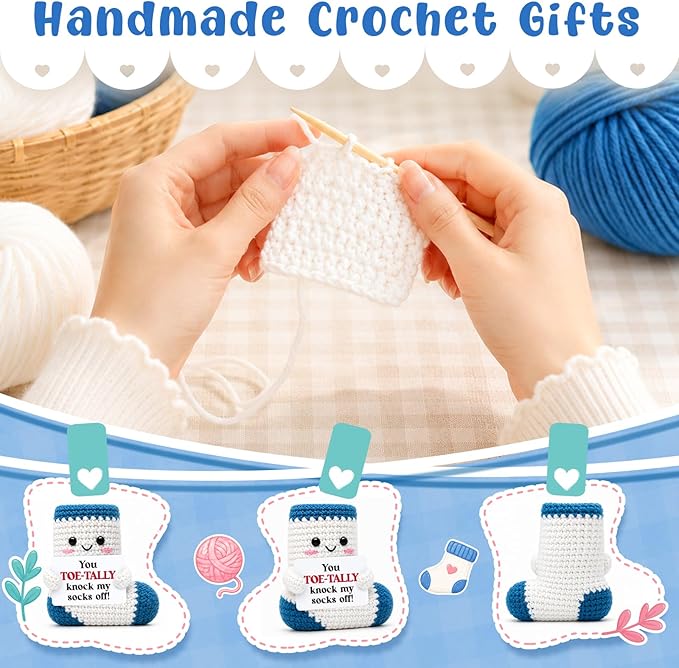 Belatelove Funny Gifts for Men Women, Handmade Crochet Sock Doll, Cute Birthday Gift for Dad, Mom, Sock Lovers, Best Friend, Coworker, Anniversary