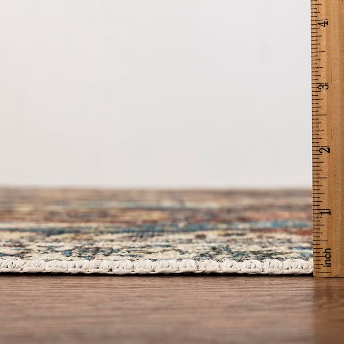 Keen Home Design 2x10 Rug - Machine Washable Runner with Non-Slip Backing, Ideal for Hallway, Entryway, Kitchen, Laundry Room - Vintage, Easy Clean, Durable, Low Pile Rug - (2'6" x 10')
