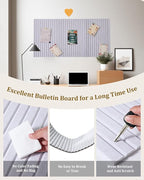 48 x 32 inches Large Bulletin Board, Decorative Felt Pin Board, 0.35“ Thick Foldable Photo Display Board with Self-Adhesive Tape, Vision Board for School Home Kitchen Office Walls - Beige