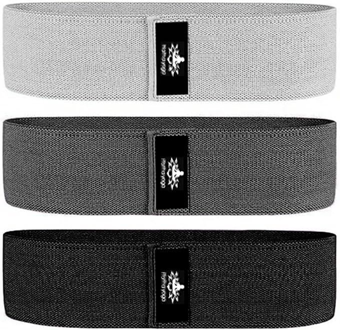 Hatha Yoga Large Resistance Band,14.5" x3.15",Fabric Exercise Loop Bands with Instruction Guide and Carry Bag, Set of 3.