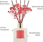 COCORRÍNA Reed Diffuser - Orange Blossom 6.76 Fl.oz Reed Diffuser Sets with Preserved Flowers, Diffuser with 8 Sticks for Bathroom Shelf Decor