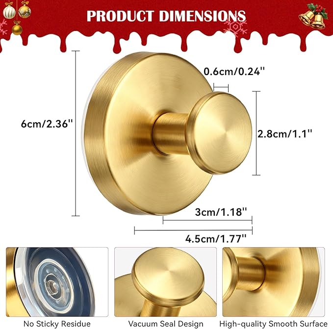 2 Pack Suction Cup Wreath Hangers for Front Door Garland Hanger 11 Lb -22 Lb Suction Wreath Hanger for Glass Door No Drill Suction Hooks for Bathroom Halloween Christmas Decorations (Siver)