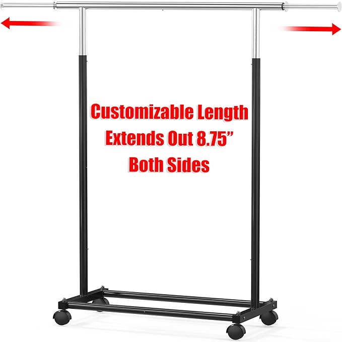 Simple Houseware Standard Rod Garment Rack, Black