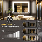 LOAAO 40"x28" LED Bathroom Mirror with Lights, Anti-Fog, Dimmable, Backlit + Front Lit, Lighted Bathroom Vanity Mirror for Wall, Memory Function