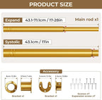 Mavivegue Closet Rod, 17 to 28 Inch Gold Adjustable Closet Rods for Hanging Clothes, Hanging Rod for Closet Wardrobes Laundry RV, Bathroom
