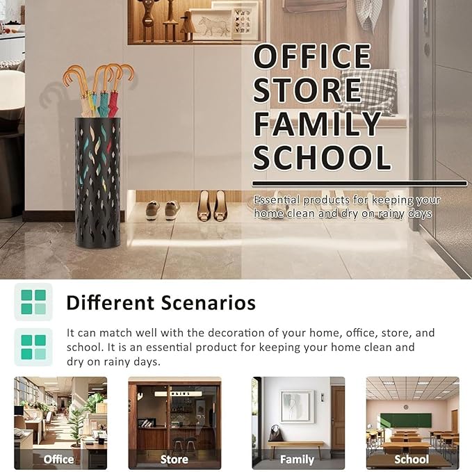 Umbrella Holder for Entryway,Metal Organizer Standing - 15x15x42cm Umbrella Stand Rack Bin - for Indoor Living Room Entryway Hallway Balcony Office Hotel Reception Lounge Restaurant