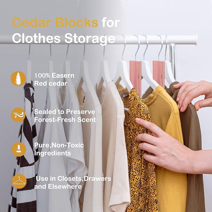 ACMETOP 20 Pack Cedar Hang Ups,100% Natural Rectangular Cedar Blocks for Clothes Storage