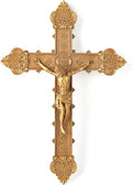 BC Catholic Crucifix Wall Cross, 12"H Jesus Christ Religious Home Decor, Catholic Wedding Gift, Gold Color Finish, Hand-painted by Buildclassic