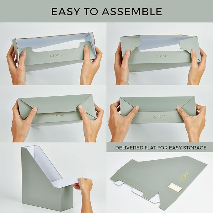ZICOTO Beautiful Magazine Holder Set Of 3 - Sturdy File Holder to Organize Your Desk Or Shelves - The Perfect Office Storage to Effortlessly Organize Your Paperwork/Files, Magazines, Books Or Binders