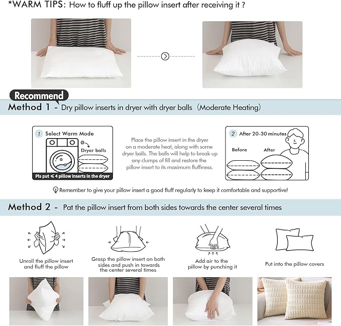 MIULEE Pillow Insert 20x26 Inch, Decorative Rectangle Throw Pillow Inserts, Premium Fluffy Pillow Forms Sham Stuffer for Sofa Couch Living Room