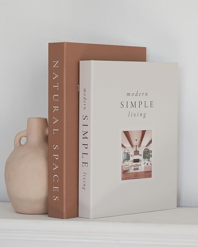 Beautiful Decorative Books - Set of 2 Boxes Enhance Your Coffee Table, Bookshelf or Mantel Shelf Decor - Aesthetic Fake/Faux Books for Modern Home Decoration, Photo Storage and as a Keepsake Box