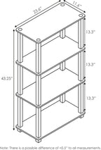 Furinno TURN-S-TUBE Storage Shelves, 4-Tier Book Shelf, Corner Shelf, Toolless Open Shelves, for Organization and Storage, Living Room, Garage, Home Office, Americano