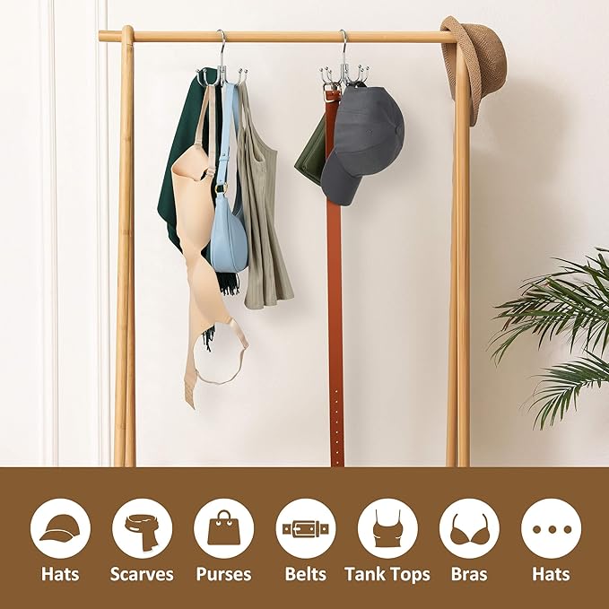 ZEDODIER Belt Hanger, 2 Pack Belt Rack Closet Accessories Organizer, Maximum 24 Storage Capacity, Hanging Holder Storage Hook for Belt, Bra, Tank Top, Tie, Scarf, Purse