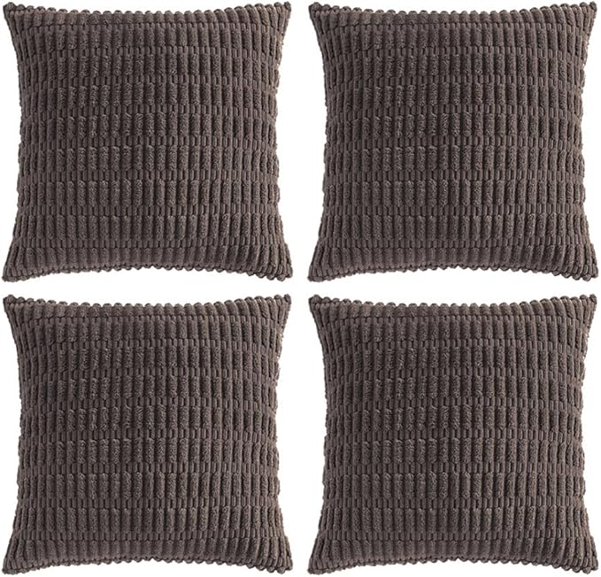 Fancy Homi 4 Packs Decorative Throw Pillow Covers for Living Room Couch Bed, Modern Farmhouse Boho Home Décor Accent Cushion Case, 18" x 18", Dark Brown