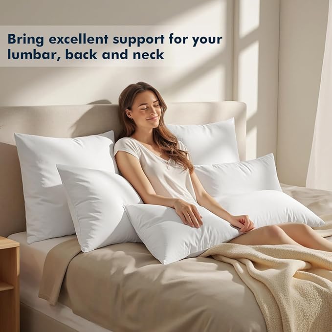 MIULEE Throw Pillows Inserts, 14x36 Inch 100% Virgin Fiber Filling Bed Couch Pillows