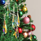 Crystal Glass Christmas Ornaments, 6Pcs Teardrop Prism Hanging Crystals for Christmas Tree,Centerpieces,Wedding,Party Decor (Crystal AB)