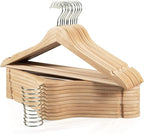 Wooden Hangers 20 Pack, Durable Wood Hangers with 360° Swivel Hook & Notches, Slim Coat Hanger Wooden for Closet, Natural