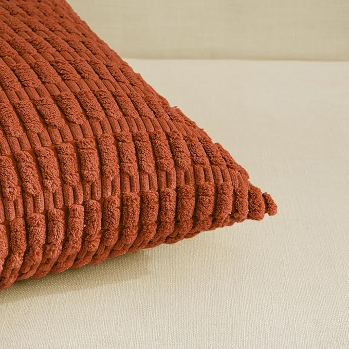 Fancy Homi 4 Packs Decorative Throw Pillow Covers for Living Room Couch Bed, Modern Farmhouse Boho Home Décor Accent Cushion Case, 26" x 26", Burnt Orange