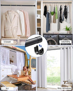 2 PACK Closet Rods for Hanging Clothes, 17 to 28 Inches Stepless Adjustable Metal Closet Rod, 1.3 Inches Heavy Duty Clothes Hanging Rod for Closet Wardrobes Laundry RV, Black