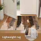 Ciicool 5ft Round Washable Rug, Modern Abstract Circle Rugs, Non-Slip Thin Lightweight Rug Black Brown Circular Print Distressed Carpet for Bedroom Living Room Under Dining Table Home Office Decor