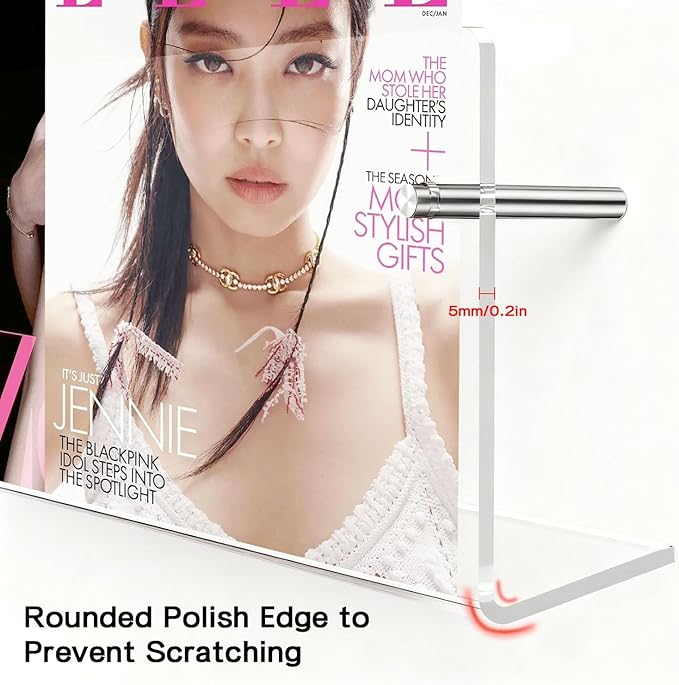 2-Pack 17 Inch Clear Acrylic Magazine Holder, Sleek Wall Mounted Brochure Rack & Floating Bookshelf, Modern Invisible Magazine Display for Office, Waiting Room, Living Room, Fashion Home Decor