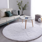 FJZFING White Round Rug Ultra-Soft Plush Modern 7x7 Circle Area Rug for Kid's Bedroom, Fluffy Shag Circular Rug for Nursery Room, Non-Slip Home Decor Cute White Carpet for Teen's Room