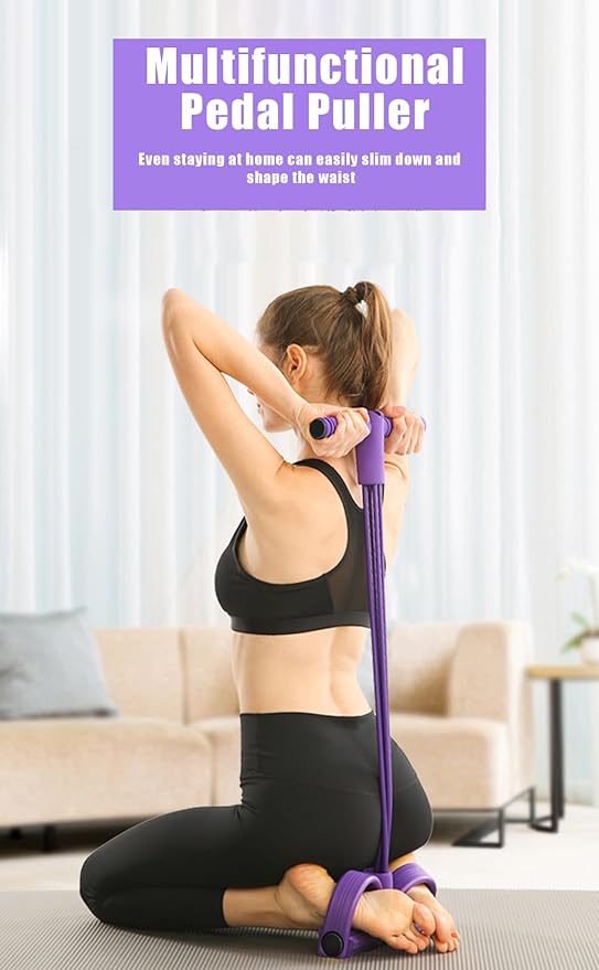 21 Fitness Resistance Bands-4 Tube Pedal Ankle Puller,Pedal Resistance Band with Handle,Resistance Bands,Strength Training, Tummy, Waist, Arm, Leg Slimming, Home Gym Exercise Equipment