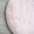 Pink Round Rug 5ft Washable Fluffy Faux Rabbit Fur Area Rugs for Living Room Shag Circle Nursery Rugs for Bedroom Cute Décor
