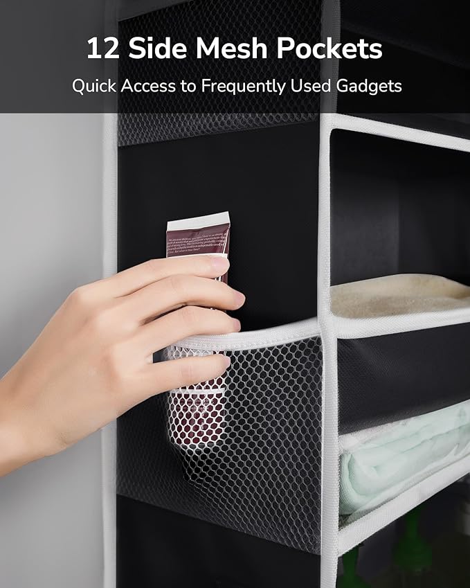 ULG 2Pack-Over The Door Organizer with 6 Large Pockets 12 Side Pockets Door Hanging Organizer Black Door Hanging